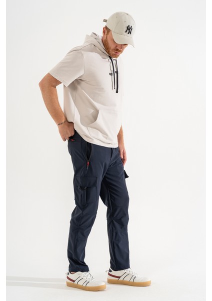 Erkek Lacivert Standart Kesim 5 Cepli Nefes Alan Likralı Outdoor Kargo Pantolon fırsatları