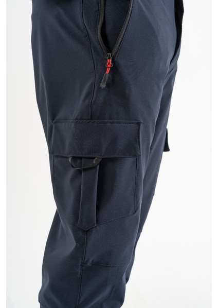 Erkek Lacivert Standart Kesim 5 Cepli Nefes Alan Likralı Outdoor Kargo Pantolon