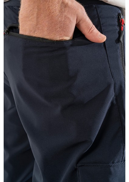 Erkek Lacivert Standart Kesim 5 Cepli Nefes Alan Likralı Outdoor Kargo Pantolon