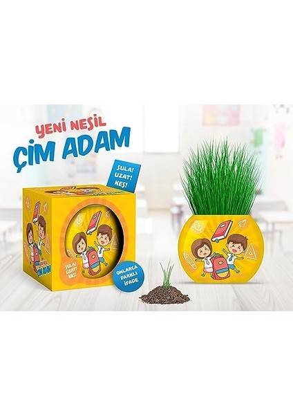 Okul Temalı Çim Adam 6'lı Set - Çocuklar Için Eğitici ve Eğlenceli Bitki Yetiştirme Kiti modelleri
