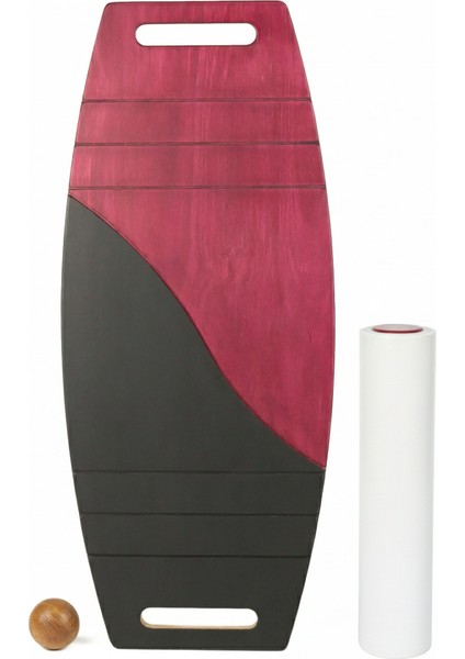 Siyah/kırmızı Denge Tahtası Balance Roller Board Çift Fonksiyonlu Sörf Eğitim Tahtası Kaykay Eğitim Tahtası