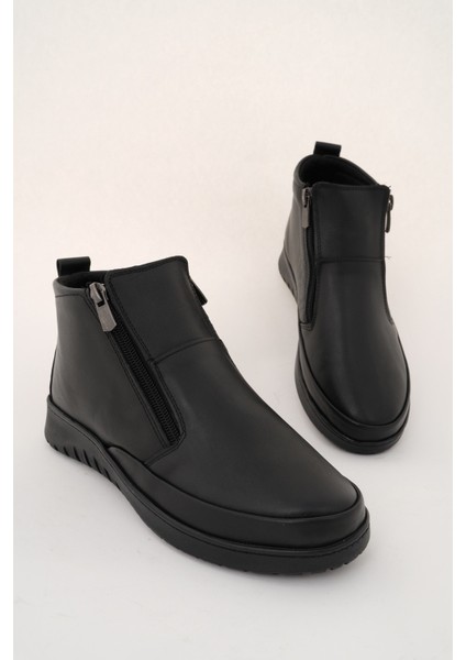 Feniks Hakiki Deri Çift Fermuarlı Kadın Bot