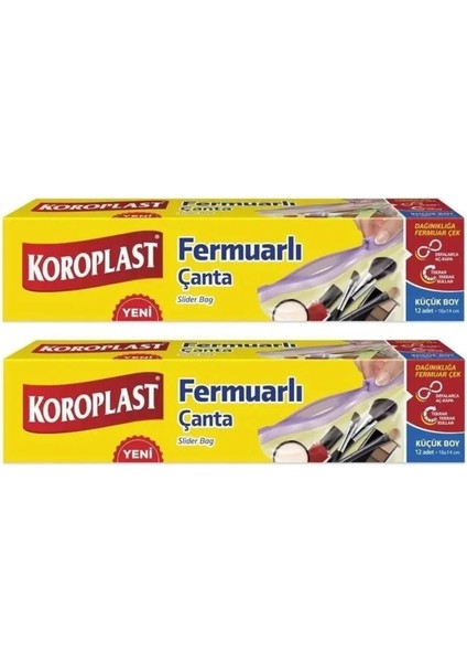 Fermuarlı Çanta Küçük Boy 12 Li 16 x 14 cm x 2 Paket