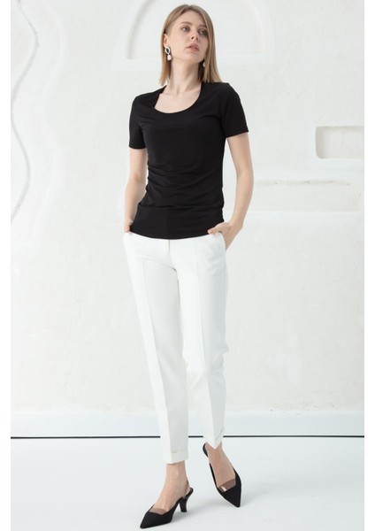 U Yaka-Kısa Kol Body