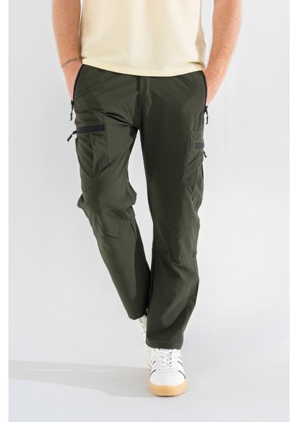 Erkek Haki Likralı Ince Kumaş 6 Cepli Outdoor Taktik Kargo Pantolon