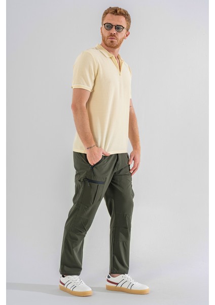 Erkek Haki Likralı Ince Kumaş 6 Cepli Outdoor Taktik Kargo Pantolon fırsatları