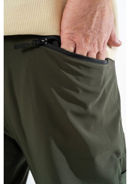 Erkek Haki Likralı Ince Kumaş 6 Cepli Outdoor Taktik Kargo Pantolon