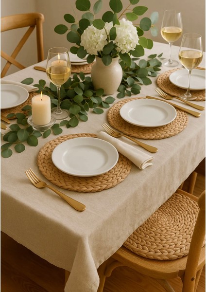 6'lı Amerikan Servis Hasır Supla Yuvarlak Bambu