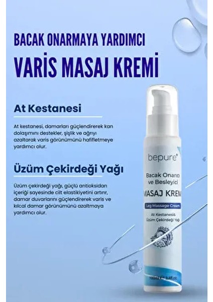 Varis Bölgesi Için Bacak Onarmaya Yardımcı ve Besleyici Varis Masaj Kremi 100 ml fiyatları