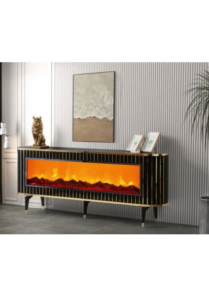 Bera Sonata - Gold Şömineli Gamze Tv Sehpası