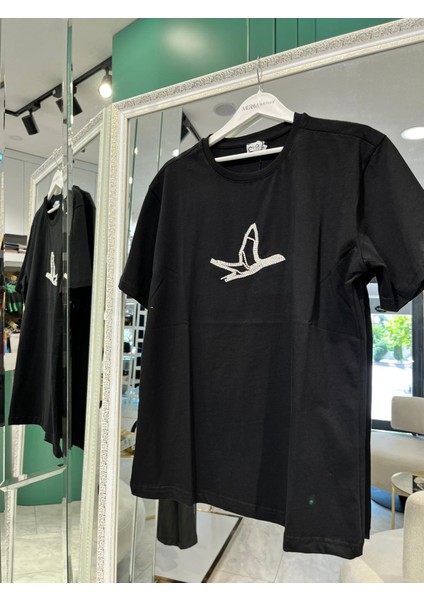 club taşlı tişört - siyah - m