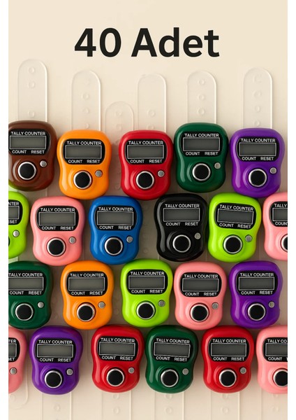40 Adet Karışık Renk Zikirmatik - Yüzük Tesbih Zikir Matik Namaz Zikir