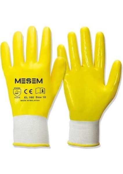 Orijinal EL160 Sarı Deri Iş Eldiveni, 12 Çift, Tam ve Yarım Koruma