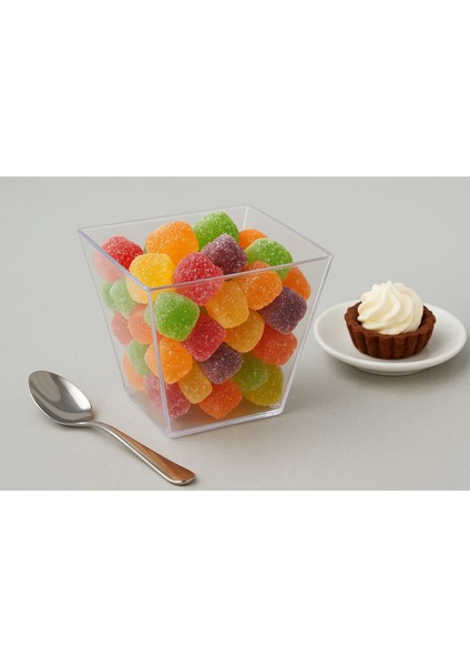 Kübik Prizma Kase Mika Kapaksız Sunum Kabı 20'li 200CC