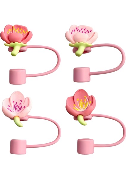 Termos Çiçekli Pipet Koruyucu 2 Adet Çiçek Pipet Koruyucu Silikon Pipet Kılıfı Pipet Tıpası modelleri