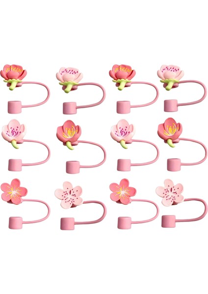 Termos Çiçekli Pipet Koruyucu 2 Adet Çiçek Pipet Koruyucu Silikon Pipet Kılıfı Pipet Tıpası