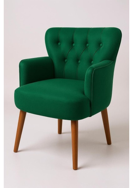 Roma Berjer Modern Tekli Koltuk -Babyface Kumaş - Ahşap Demonte Ayak - Yeşil Renk fırsatları