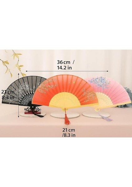 Klasik Japon Tarzı Yelpaze El Yapımı Geleneksel Katlanabilir Şık Dekoratif Bambudan Yapılmış Çiçek Desenli El Yelpazesi (Turuncu Bahar, 21X38 Cm) fiyatları
