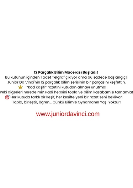 Telgraf – Çocuklar Için Eğitici Ahşap Stem Oyuncak,deney Seti ve Bilim Kiti | Junior Da Vinci