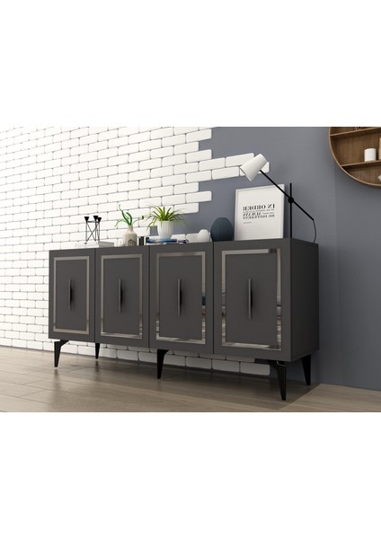 Vannessa Lazer Desenli Pleksili Konsol Antrasit-Gümüş modelleri