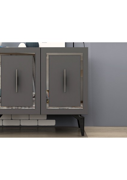 Vannessa Lazer Desenli Pleksili Konsol Antrasit-Gümüş fırsatları