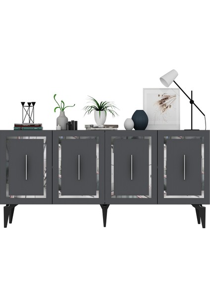 Vannessa Lazer Desenli Pleksili Konsol Antrasit-Gümüş indirimleri