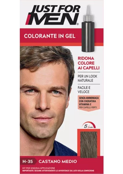 H-35 Şampuanlı Saç Boyası Orta Kahverengi (Medium Brown) – Amonyaksız, 5 Dakikada %100 Gri Kapama