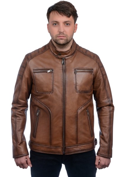 Albert Hakiki Deri Erkek Taba Ceket-Mont fiyatları