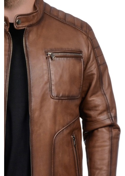 Albert Hakiki Deri Erkek Taba Ceket-Mont fırsatları