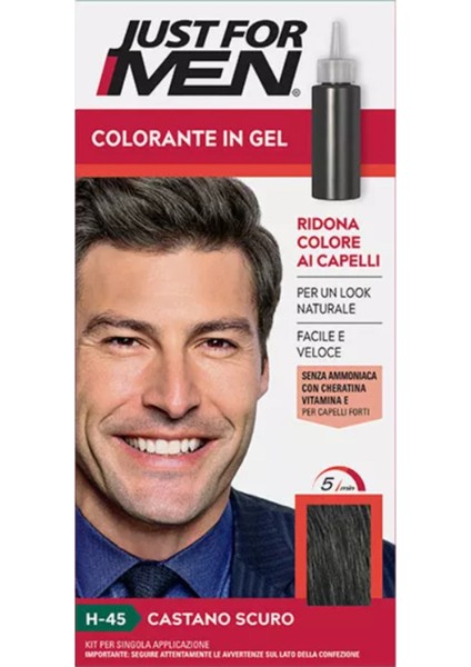 H-45 Şampuanlı Saç Boyası Koyu Kahverengi (Dark Brown) – Amonyaksız, 5 Dakikada %100 Gri Kapama