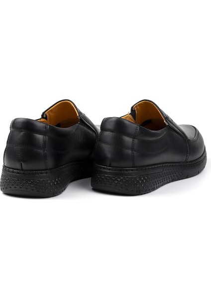 Erkek Siyah Hakiki Deri Ayakkabı, Ortopedik Taban Loafer Ayakkabı Yumuşak Mevsimlik Kışlık Günlük Casual Ayakkabı fırsatları