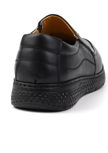 Erkek Siyah Hakiki Deri Ayakkabı, Ortopedik Taban Loafer Ayakkabı Yumuşak Mevsimlik Kışlık Günlük Casual Ayakkabı indirimleri