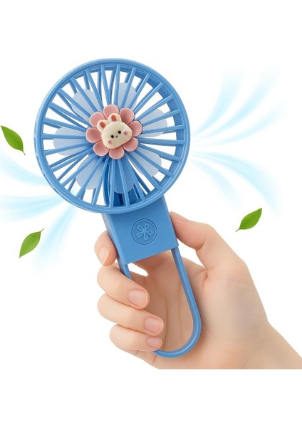 Taşınabilir Mini USB Fan LED Işıklı Masa Üstü 3 Kademeli Dahili Işık Şarj Edilebilir Mini Vantilatör Soğutucu Cep Boyu 11CM Mini Fan YS2269 - Mavi (YS2269 - Mavi)