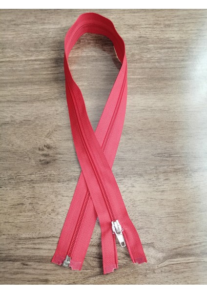 Plastik Dişli Fermuar 60CM -Kırmızı 1 Adet