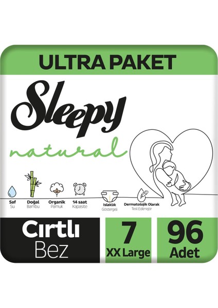 Natural Ultra Paket Bebek Bezi 7 Numara Xxlarge 96 Adet