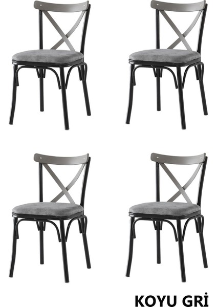 Çapraz Bahar Sandalye 4'lü Set Koyu Gri Silinebilir Leke Tutmaz Kumaş Modern Tasarım fırsatları