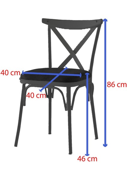 Çapraz Bahar Sandalye 4'lü Set Koyu Gri Silinebilir Leke Tutmaz Kumaş Modern Tasarım