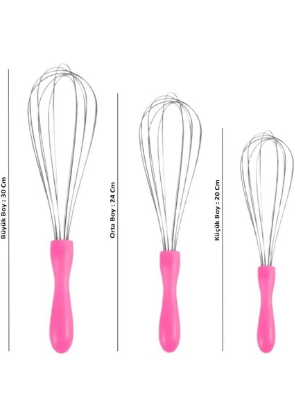 Paslanmaz Çelik Plastik Saplı El Çırpıcısı (Blender) (1, Pembe, 3'lü Set) modelleri