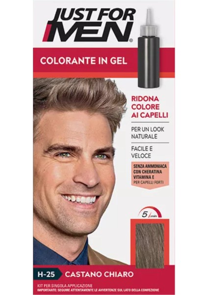 H-25 Şampuanlı Saç Boyası Açık Kahverengi (Light Brown) – Amonyaksız, 5 Dakikada %100 Gri Kapama