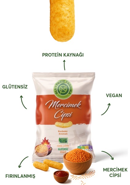 Barbekü Soslu Mercimek Cipsi 60 g x 3 Paket (Glütensiz & Vegan) fiyatları