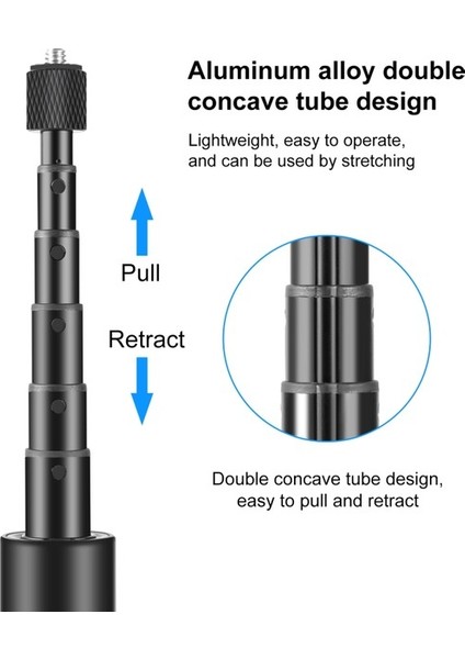 Zuomee PU497B Uzatılabilir Görünmez Sie Çubuğu Tripod INSTA360 X4 X3 X2 Uyumlu (Yurt Dışından) modelleri
