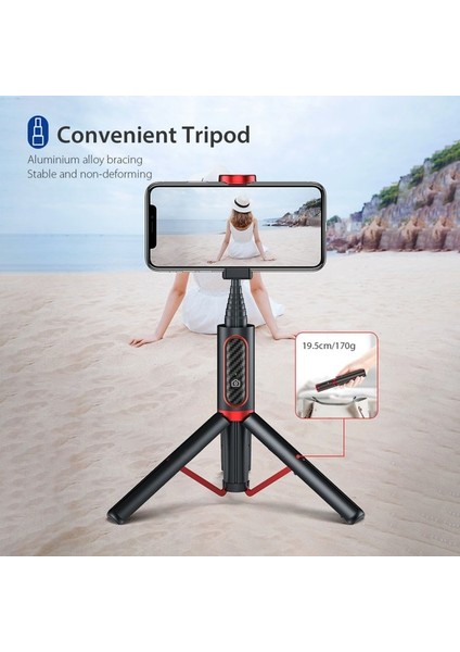 Zuomee AB202 Katlanabilir Sie Çubuğu Tripod Kablosuz Kumandalı Yatay/dikey Çekim (Yurt Dışından) fırsatları