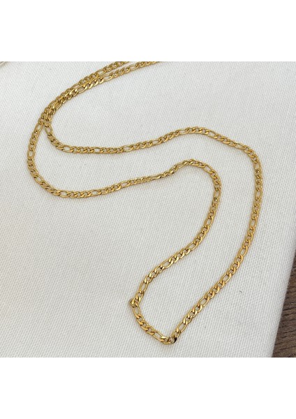 Figaro Unisex Kolye Pirinç Kolye 4 mm 50+5 cm