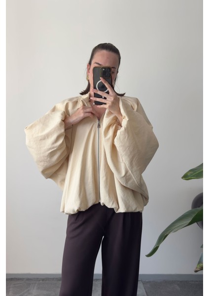 Yarasa Kol Bomber Premium Ceket- Bej modelleri