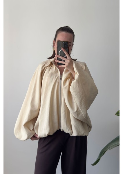 Yarasa Kol Bomber Premium Ceket- Bej fırsatları