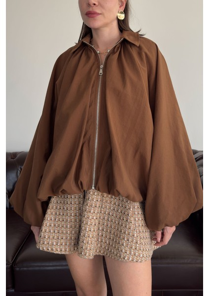 Yarasa Kol Bomber Premium Ceket- Kahverengi fiyatları