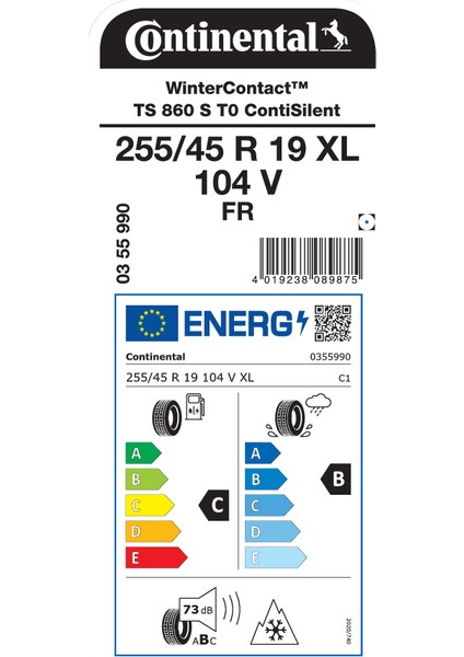 255/45R19 104V Xl Fr Wintercontact Ts 860 S T0 Contisilent (Üretim Yılı : 2025) fiyatları