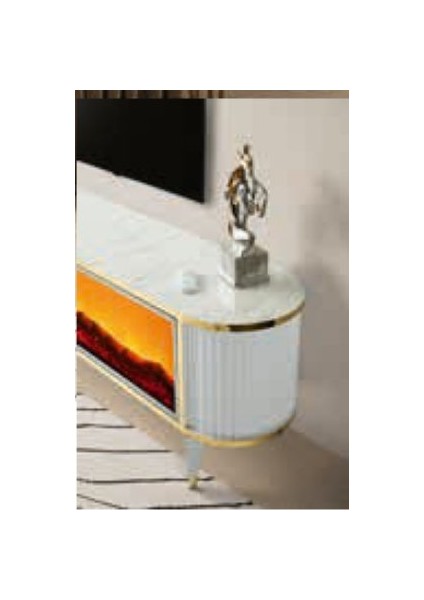 Bera Marmo - Gold Şömineli Ceylan Tv Sehpası fiyatları