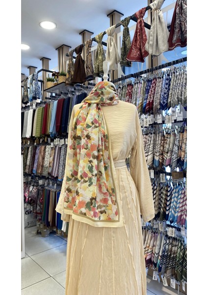 Boya Desenli Şal Sarı