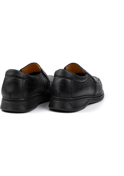 Erkek Siyah Hakiki Deri Ayakkabı, Ortopedik Taban Loafer Ayakkabı, Mevsimlik Kışlık Casual Ayakkabı fırsatları
